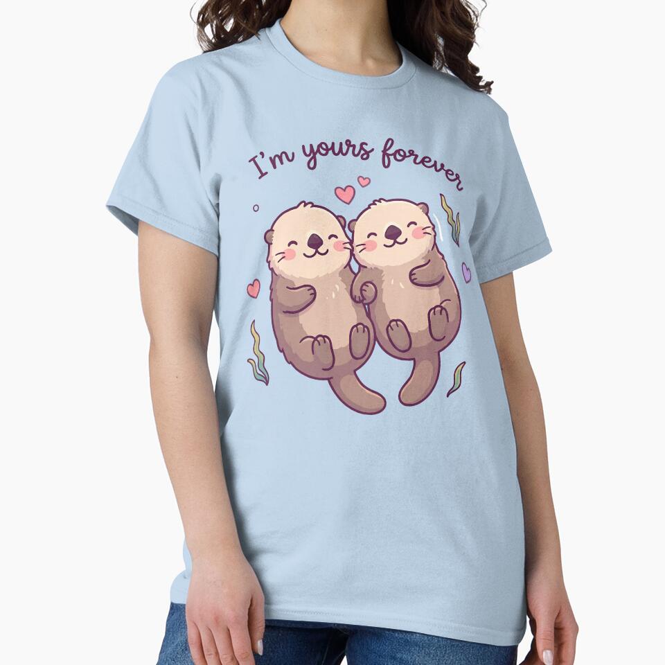 Cute Otter Couple in Love – Valentine’s Romantic Gift Design by Nice Vibes Prints T-Shirts, Hoodie, Sweatshirt (Image 2)