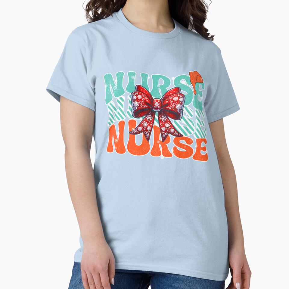 Christmas Nurse – Festive Holiday Bow Design by desly-mode T-Shirts, Hoodie, Sweatshirt | BlankRebels.com (Image 2)
