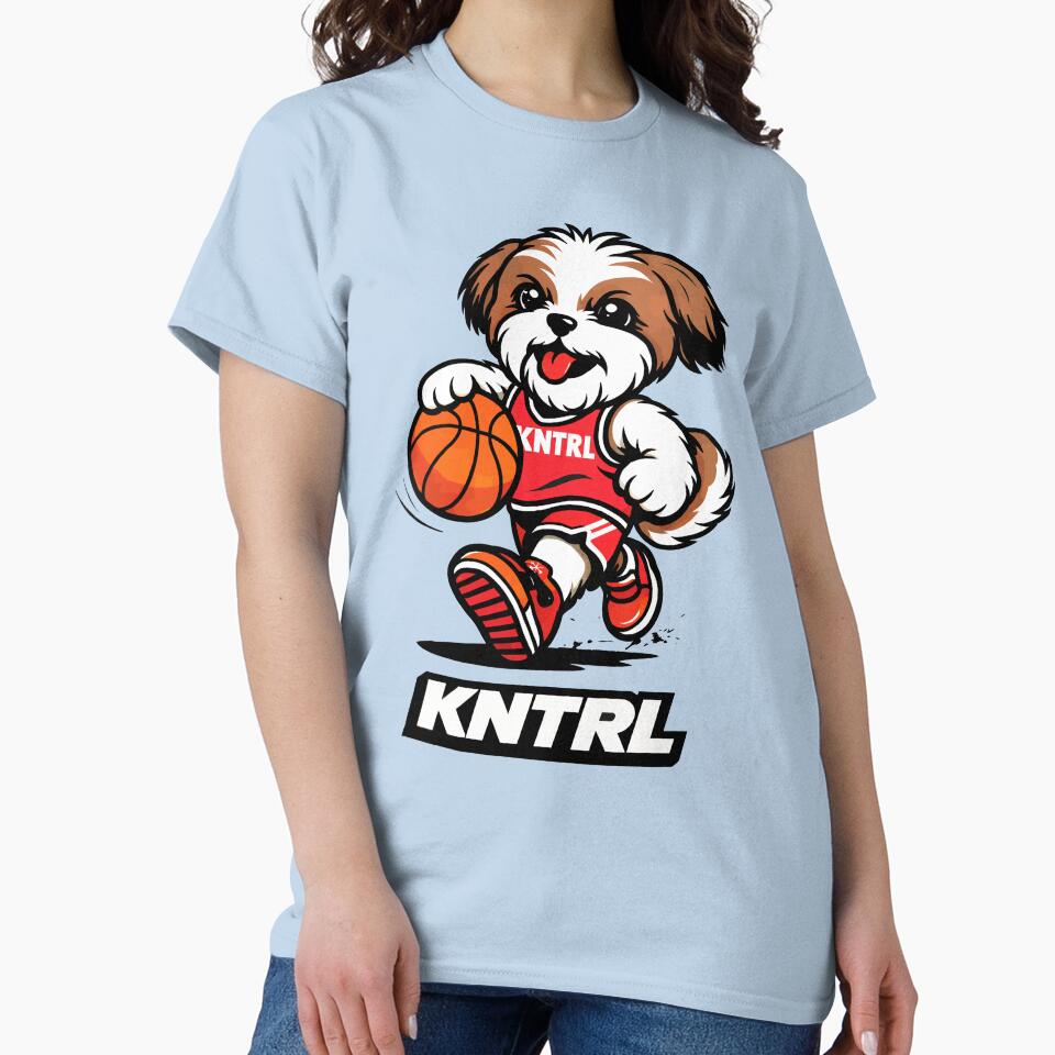 KNTRL Basketball Shih Tzu Dog Mascot T-Shirt | Streetwear Sports Cartoon Graphic by OreoStudio Hoodie, Sweatshirt (Image 2)