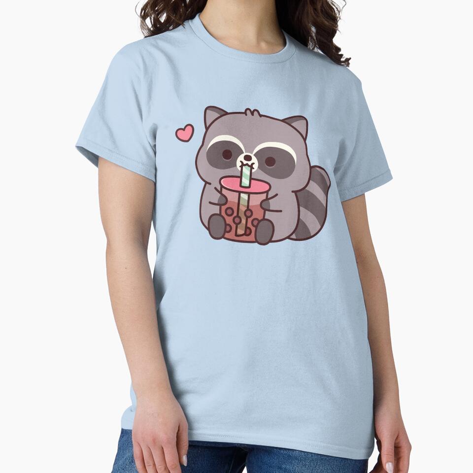 Cute Chubby Raccoon Loves Bubble Tea by rustydoodle T-Shirts, Hoodie, Sweatshirt | BlankRebels.com (Image 2)