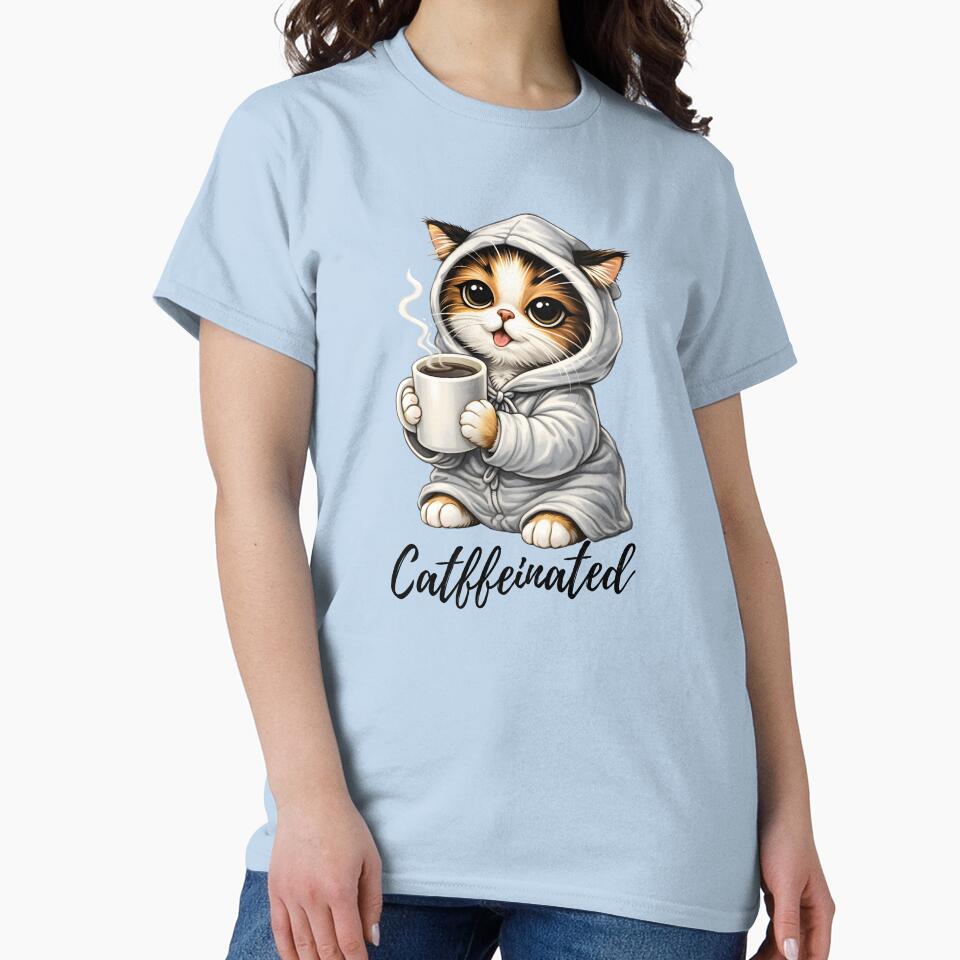 Caffeine Cat Hoodie Cat holding Coffee tee | Cat Mom Shirt | Caffeinated Cat T-Shirt by OlliewoodTs Sweatshirt (Image 2)