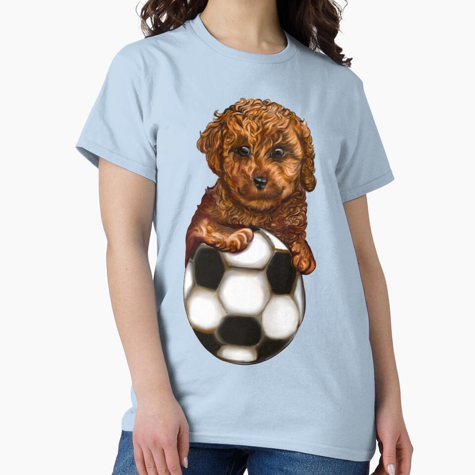 Cavapoo football soccer dog - Soccer playing  Cavapoo  Cavoodle puppy dog holding a football soccer ball  - cavalier king charles spaniel poodle, puppy love by Artonmytee