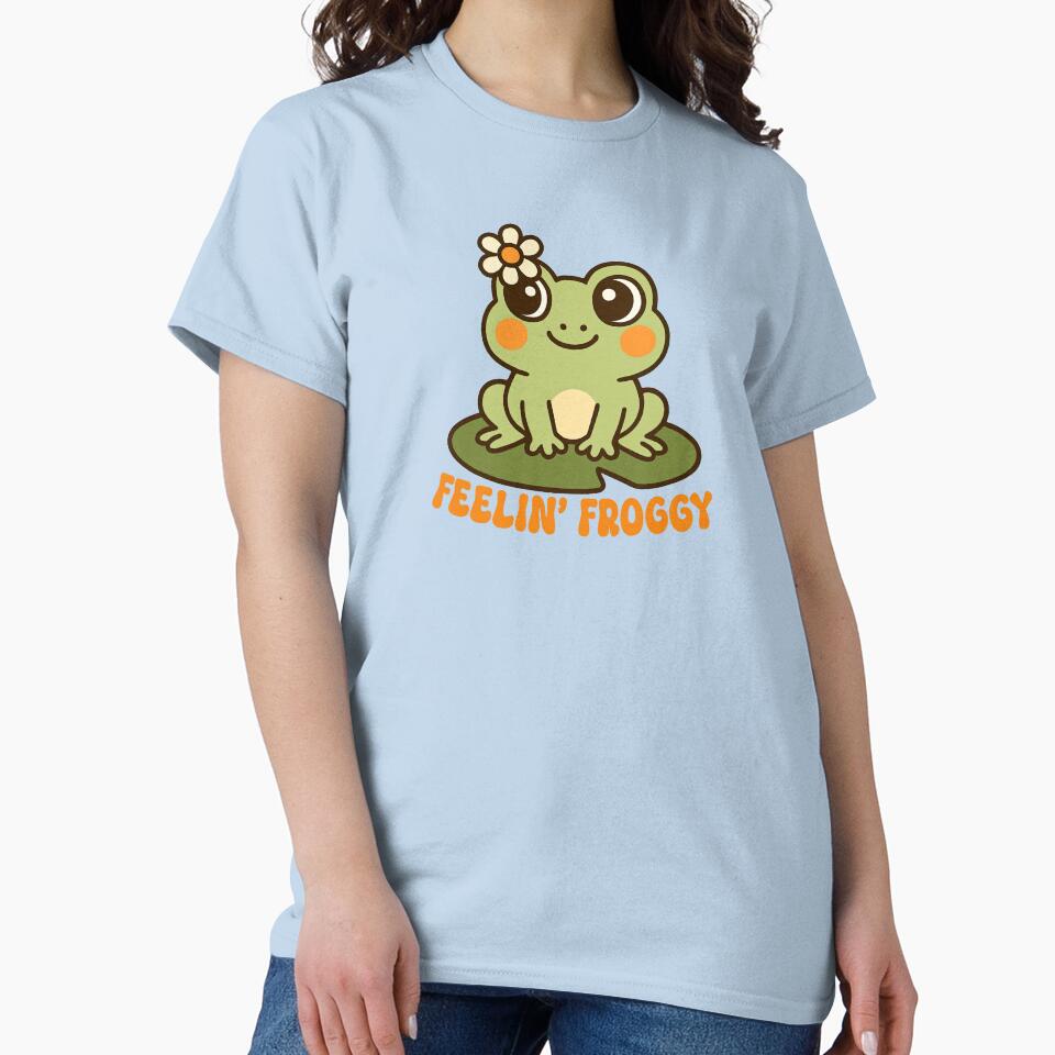 Feeling Froggy – Cute Funny Frog Quote Illustration Sticker by Suzy Perez Art T-Shirts, Hoodie, Sweatshirt (Image 2)