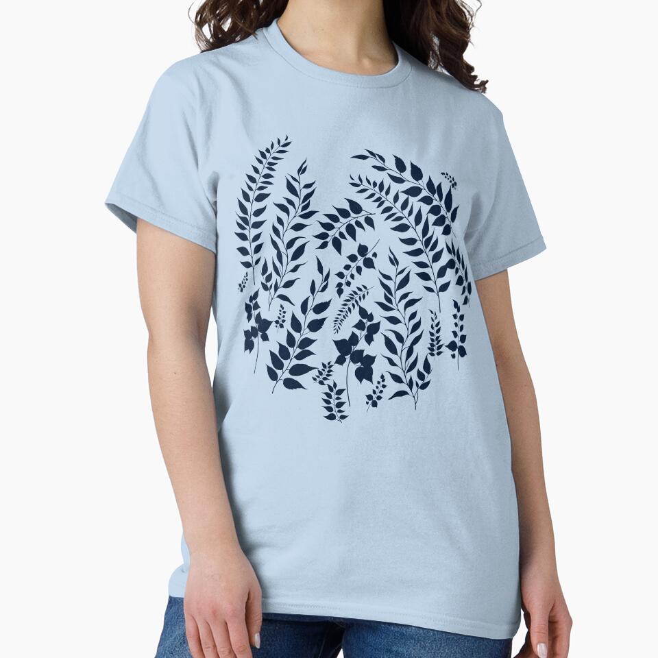 Greenery Botanical Print Navy Blue Leaves by SilverPegasus T-Shirts, Hoodie, Sweatshirt | BlankRebels.com (Image 2)
