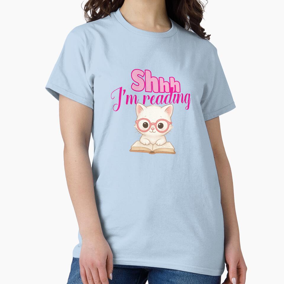 Shhh I'm Reading Kitten by Jhullie T-Shirts, Hoodie, Sweatshirt | BlankRebels.com (Image 2)