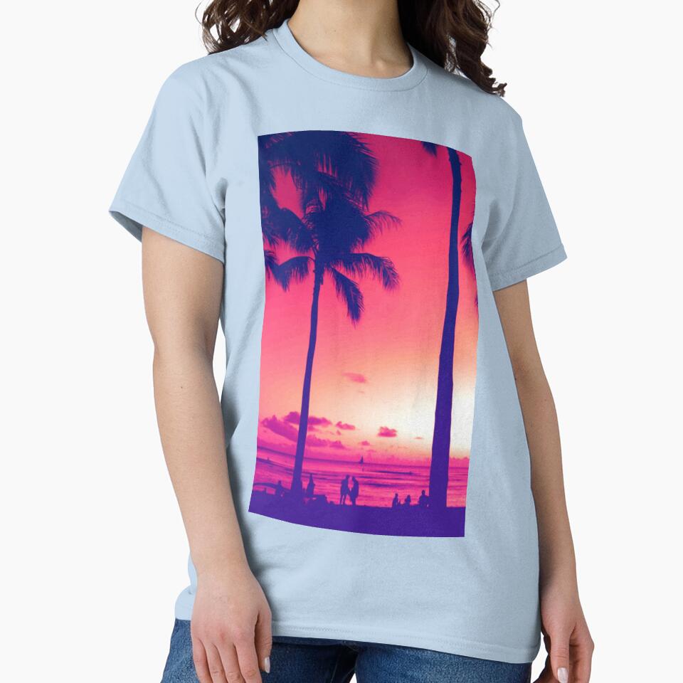 Vaporwave Sunset Beach by zerocult T-Shirts, Hoodie, Sweatshirt | BlankRebels.com (Image 2)
