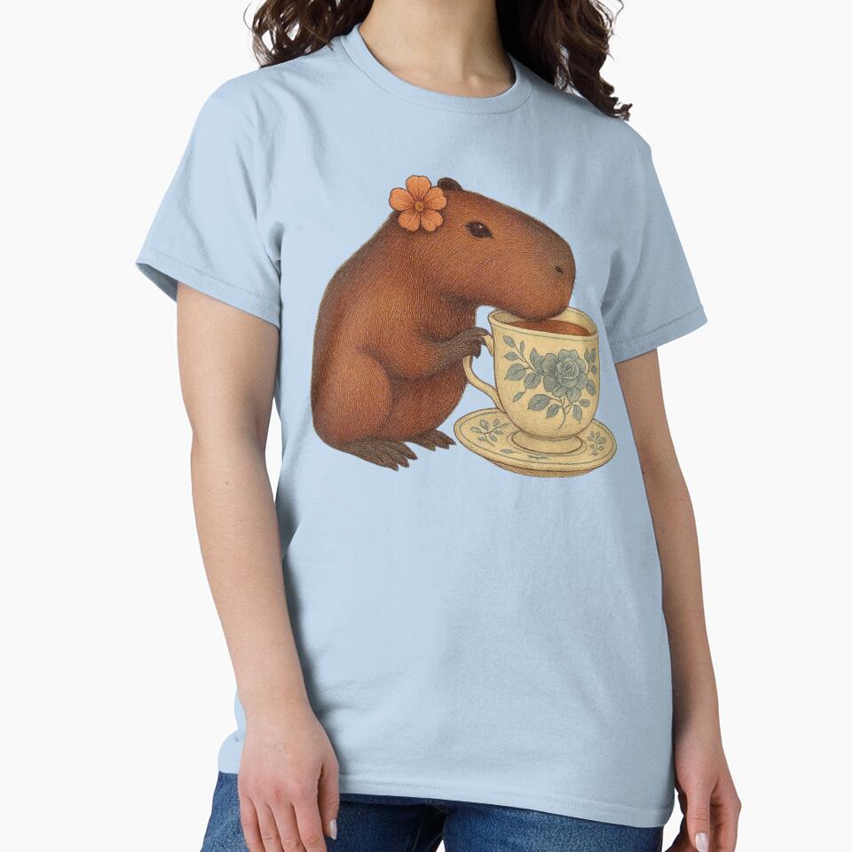 Cozy Capybara Drinking Tea – Cute Kawaii Animal by Aloloco T-Shirts, Hoodie, Sweatshirt | BlankRebels.com (Image 2)