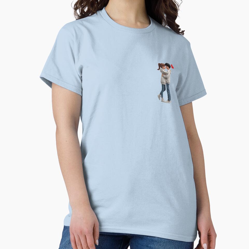 Ilustrație 3D în stil Zepeto cu un cuplu care se îmbrățișează și o inimă by PixelVibe782 T-Shirts, Hoodie,... (Image 2)
