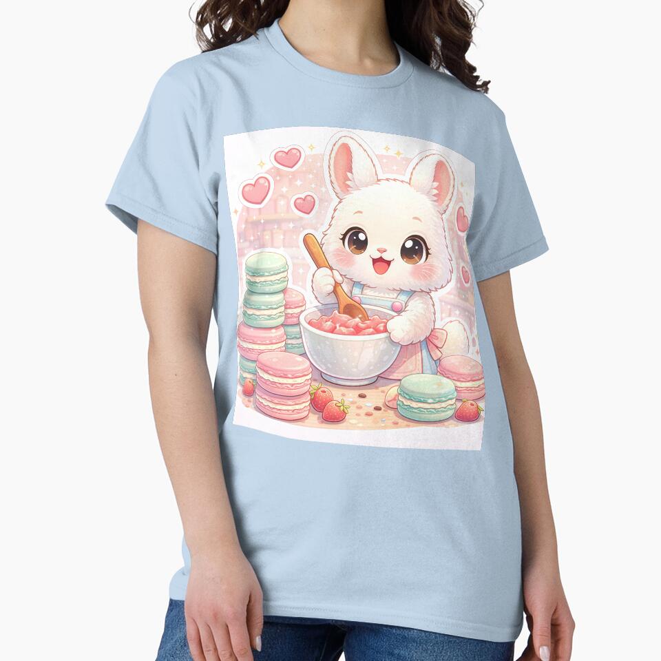 Kawaii Bunny Baking Macarons – Cute Pastel Dessert Bakery Bunny Sticker by Furfolkz