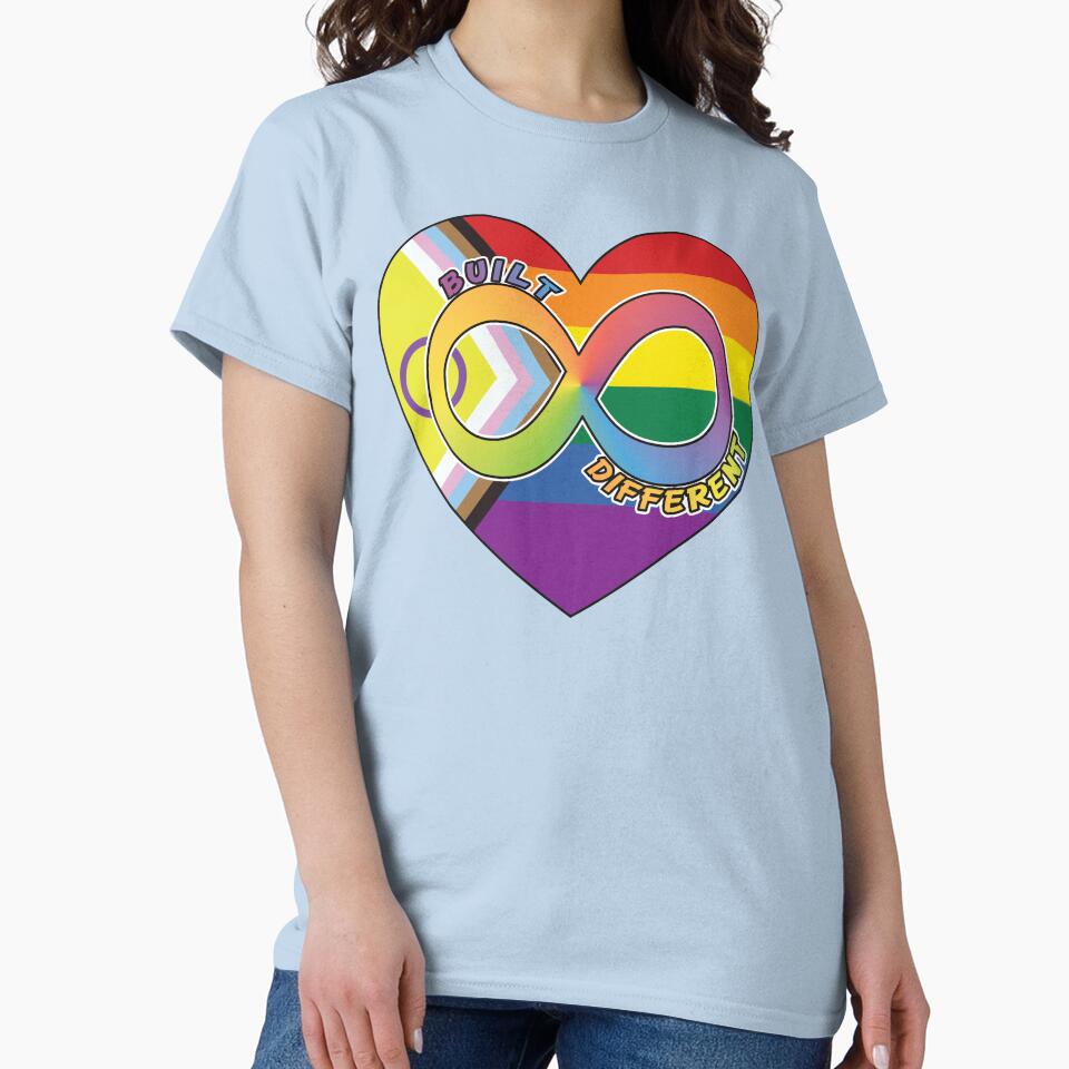 Built Different | Neurodivergent + Progress Pride by Cryptid-Ohio T-Shirts, Hoodie, Sweatshirt | BlankRebels.com (Image 2)