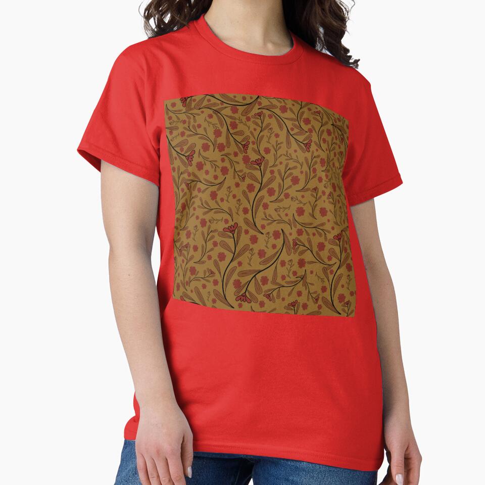 Boho floral pattern in warm brown red  tones by Line-Aura T-Shirts, Hoodie, Sweatshirt | BlankRebels.com (Image 2)