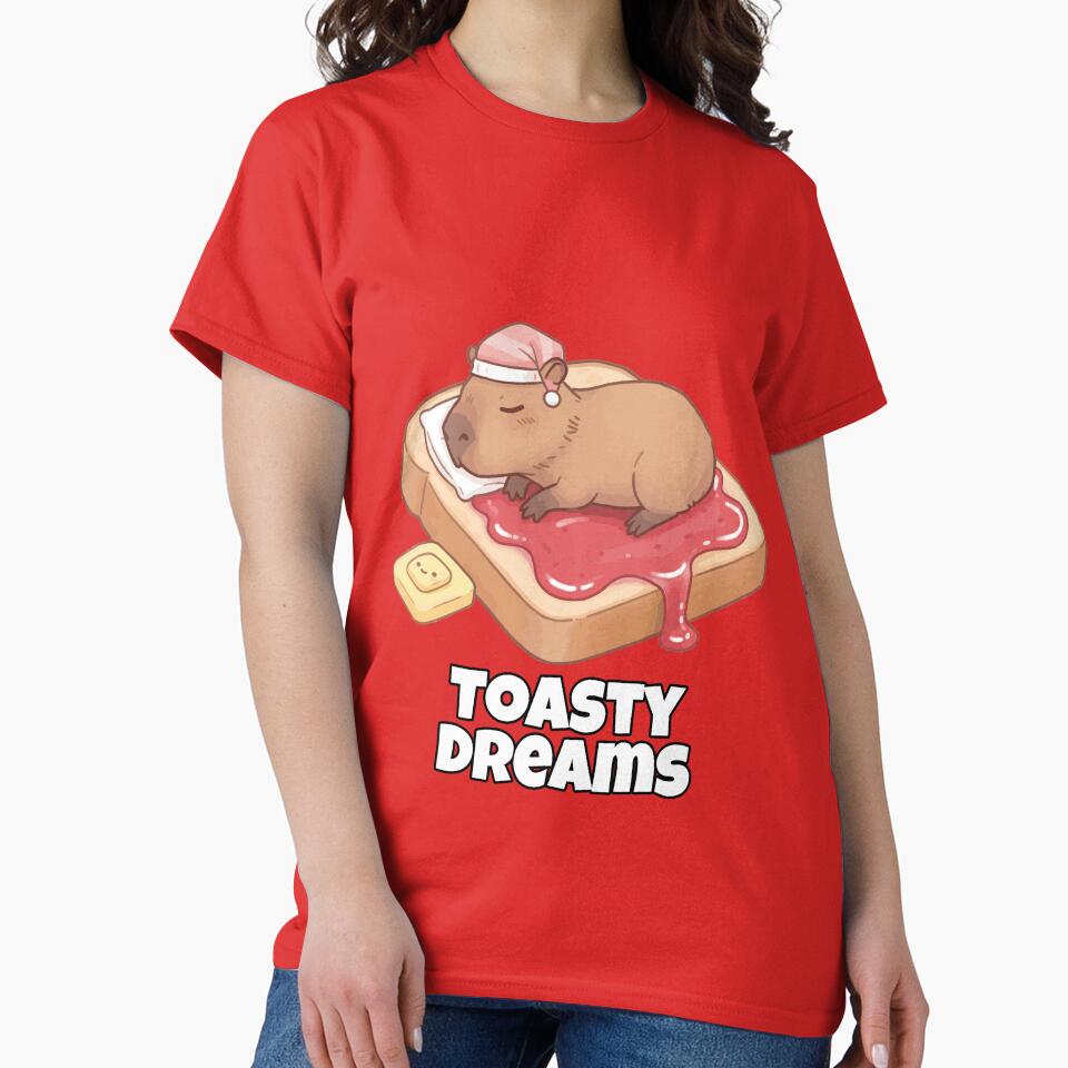 Toasty Dreams – Cute Sleeping Capybara on Toast Funny Animal Pun by imaginariun T-Shirts, Hoodie, Sweatshirt (Image 2)