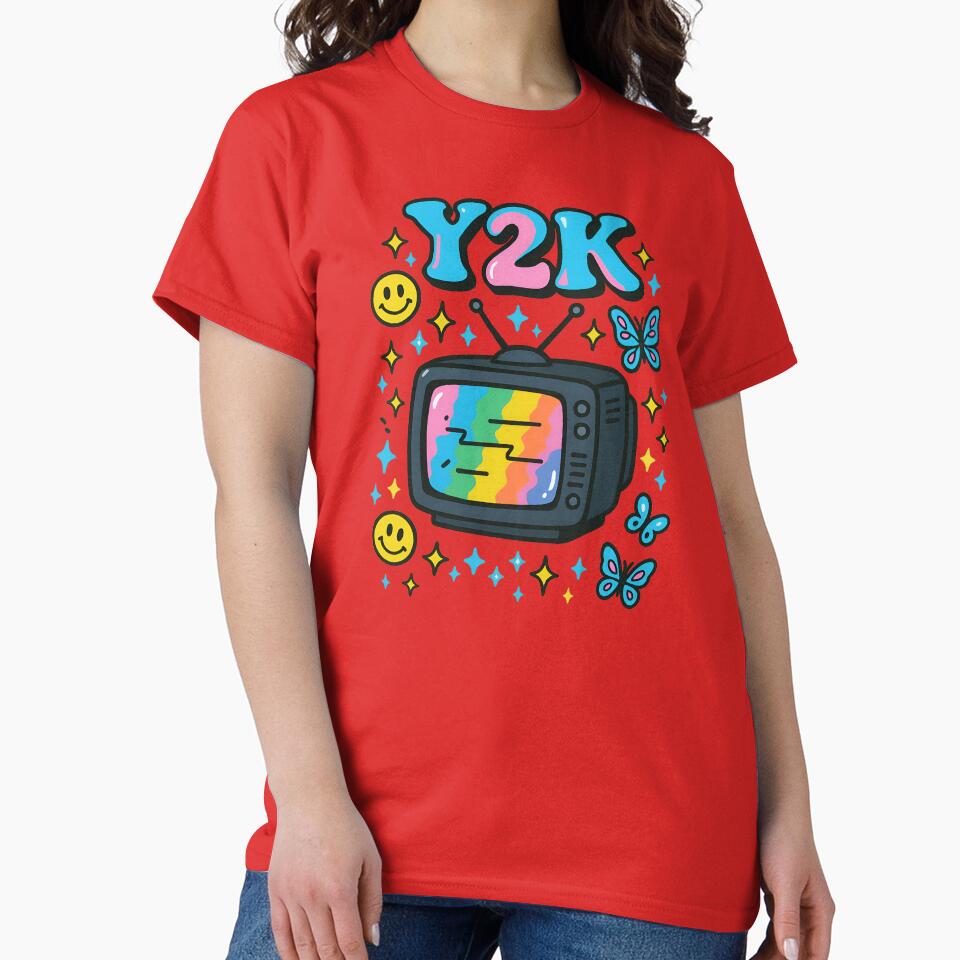 Y2K Retro TV Graphic | Vaporwave Smiley Face Butterfly T-Shirt Design | Pastel Aesthetic design by scanusha1979... (Image 2)