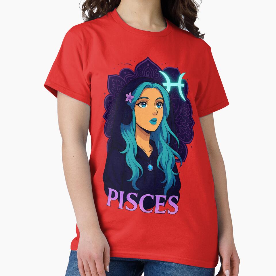 Pisces Dreamer Girl Zodiac Mandala tshirt by Wandering Threads Hoodie, Sweatshirt | BlankRebels.com (Image 2)