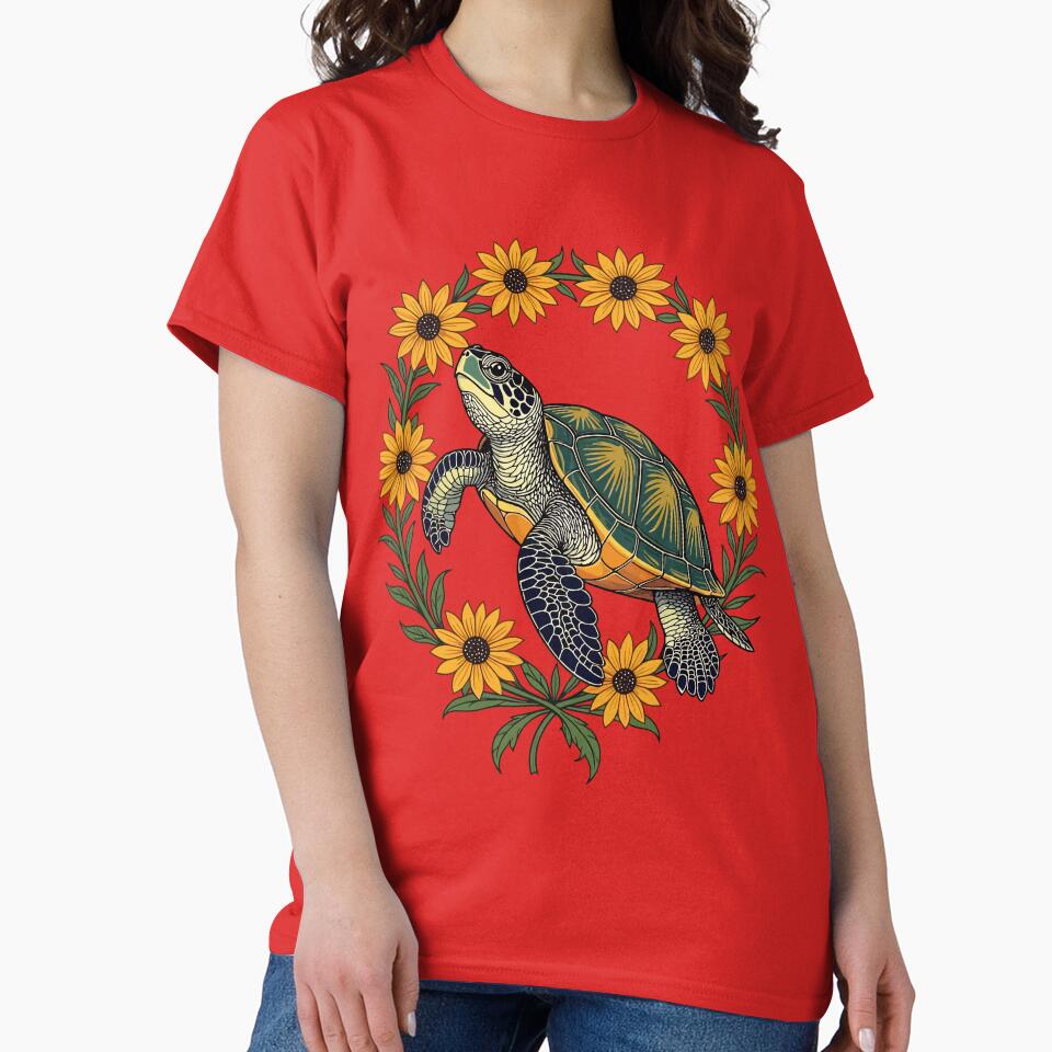 Malaclemys Terrapin And Black Eyed Susan Flowers by taiche