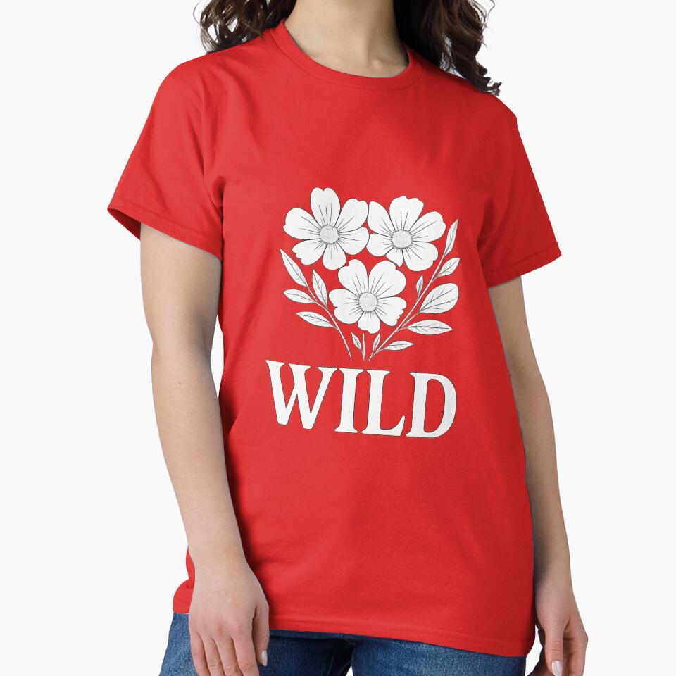 WILD – White Floral Line Art by FusionNexusArt T-Shirts, Hoodie, Sweatshirt | BlankRebels.com (Image 2)