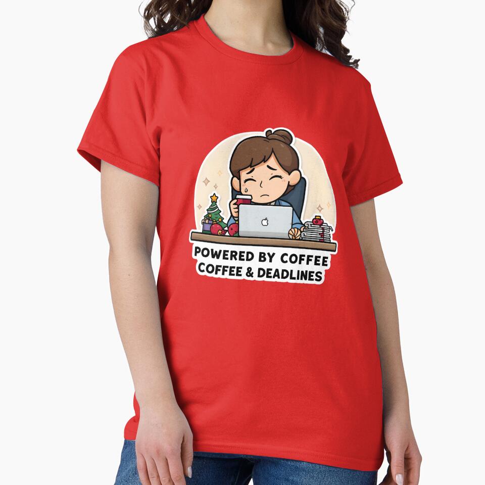 Office Survival Mode – Powered by Coffee & Deadlines Funny Christmas Design by gavinroyal T-Shirts, Hoodie,... (Image 2)