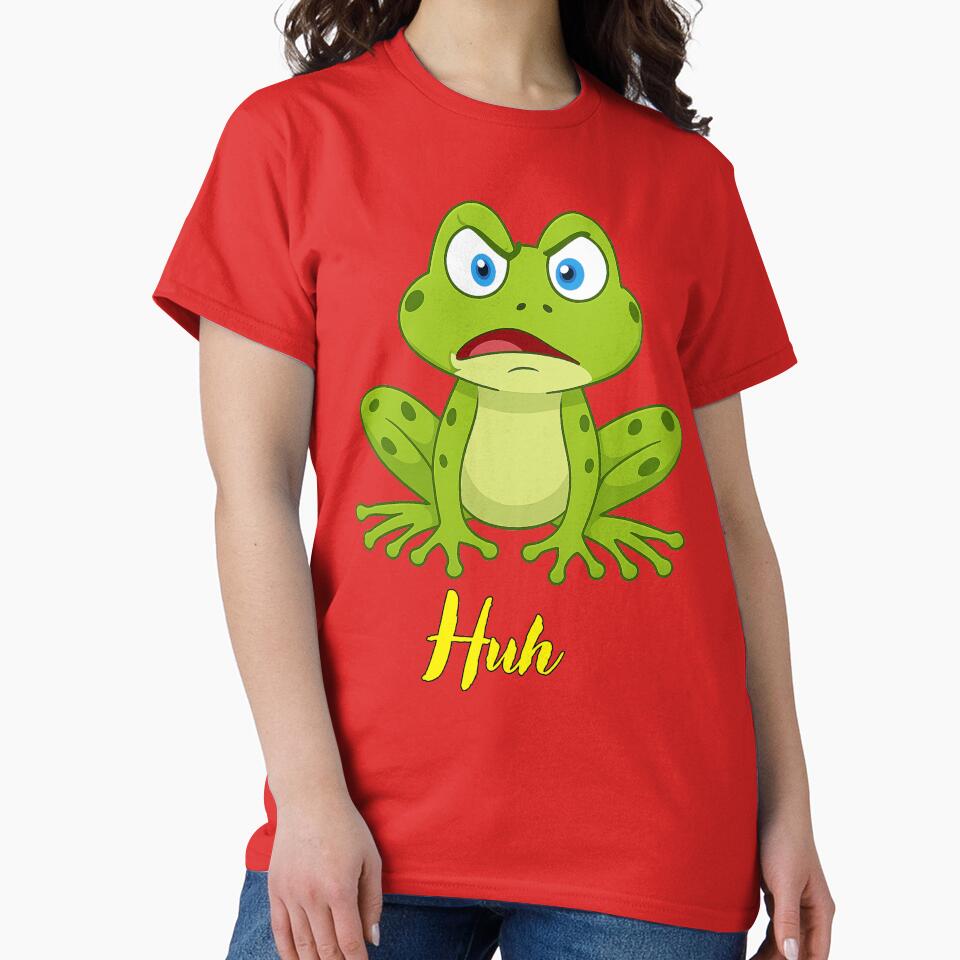 Huh Frog – Funny Confused Frog Reaction Meme Illustration by It's Bro Brand ★ ★ ★ ★ ★ T-Shirts, Hoodie, Sweatshirt (Image 2)