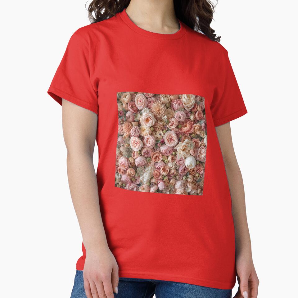 Romantic Blush & Peach Floral Pattern | Vintage Boho Roses by ZEYCAT T-Shirts, Hoodie, Sweatshirt | BlankRebels.com (Image 2)