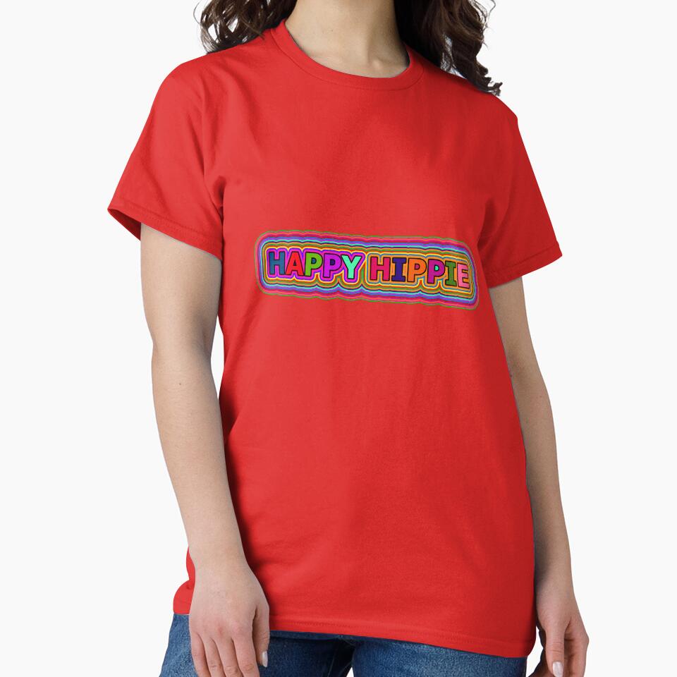 Colorful Happy Hippie Words Free Spirit Colorful Retro Lines 3 of 4 by Beachy T-Shirts, Hoodie, Sweatshirt (Image 2)