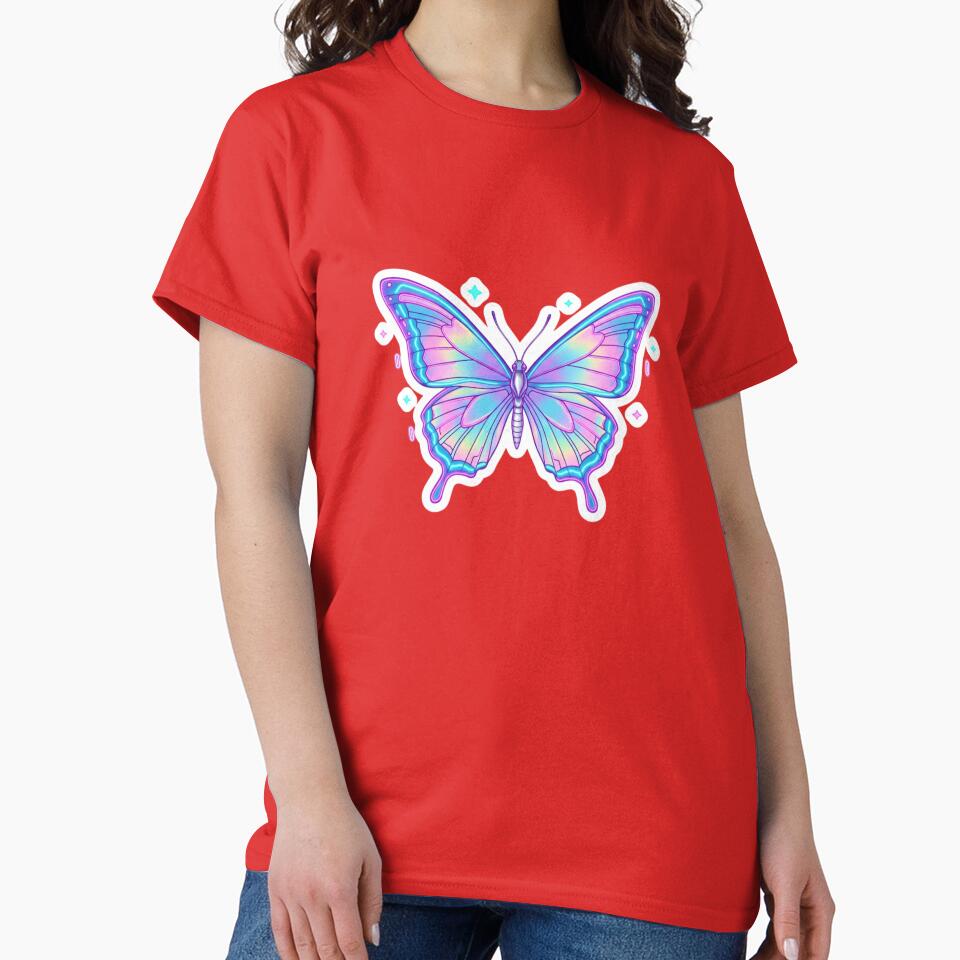 Cyber Butterfly Y2K Sticker – Holographic Retro 90s Aesthetic by Happyfreedom T-Shirts, Hoodie, Sweatshirt (Image 2)