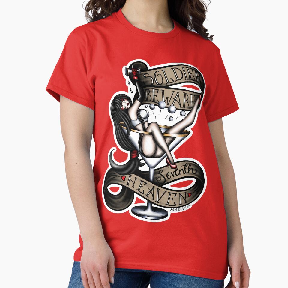 Tifa from Final Fantasy 7 in American Traditional Tattoo Portrait Style by SamInJapan T-Shirts, Hoodie,... (Image 2)