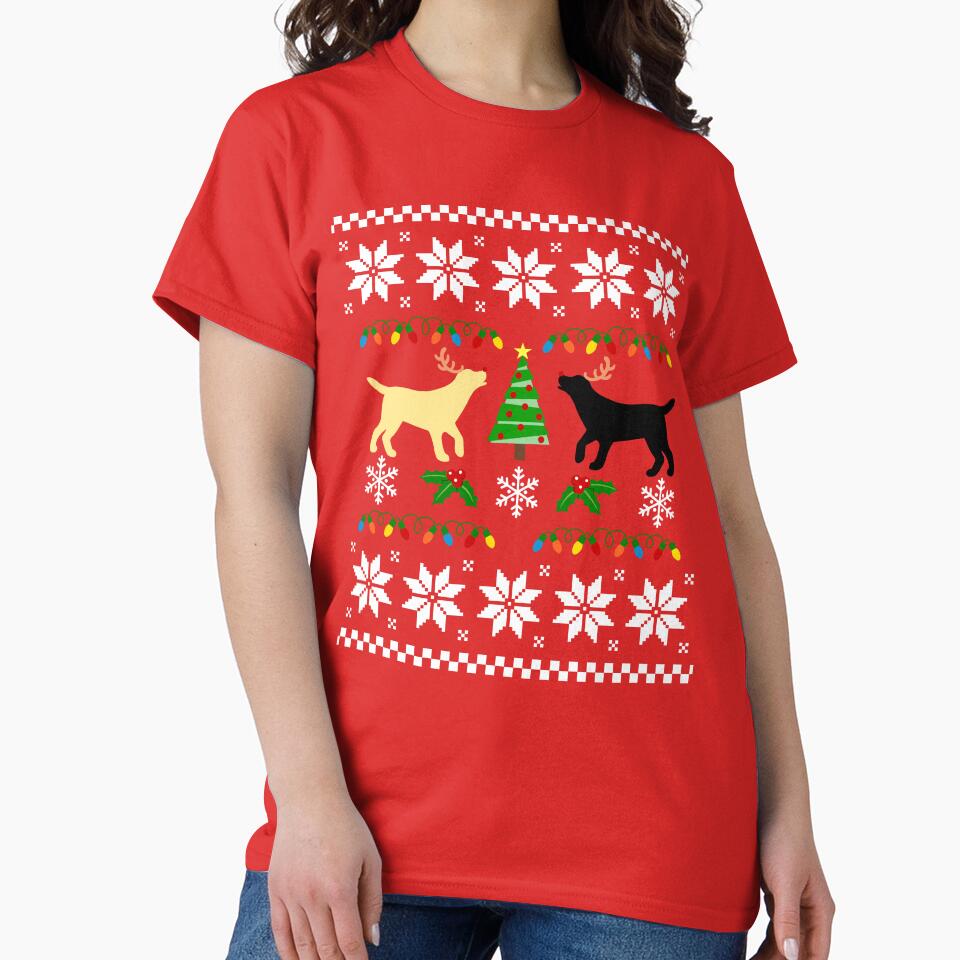 Yellow and Black Labrador Ugly Christmas Pattern by HappyLabradors T-Shirts, Hoodie, Sweatshirt | BlankRebels.com (Image 2)