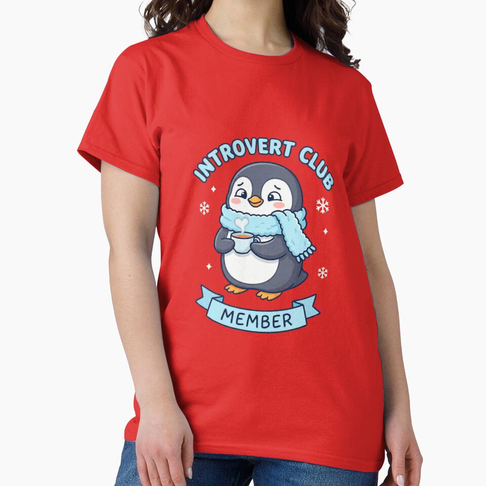 Introvert Club Member - Socially Awkward Penguin Vector by devilfronty T-Shirts, Hoodie, Sweatshirt (Image 2)
