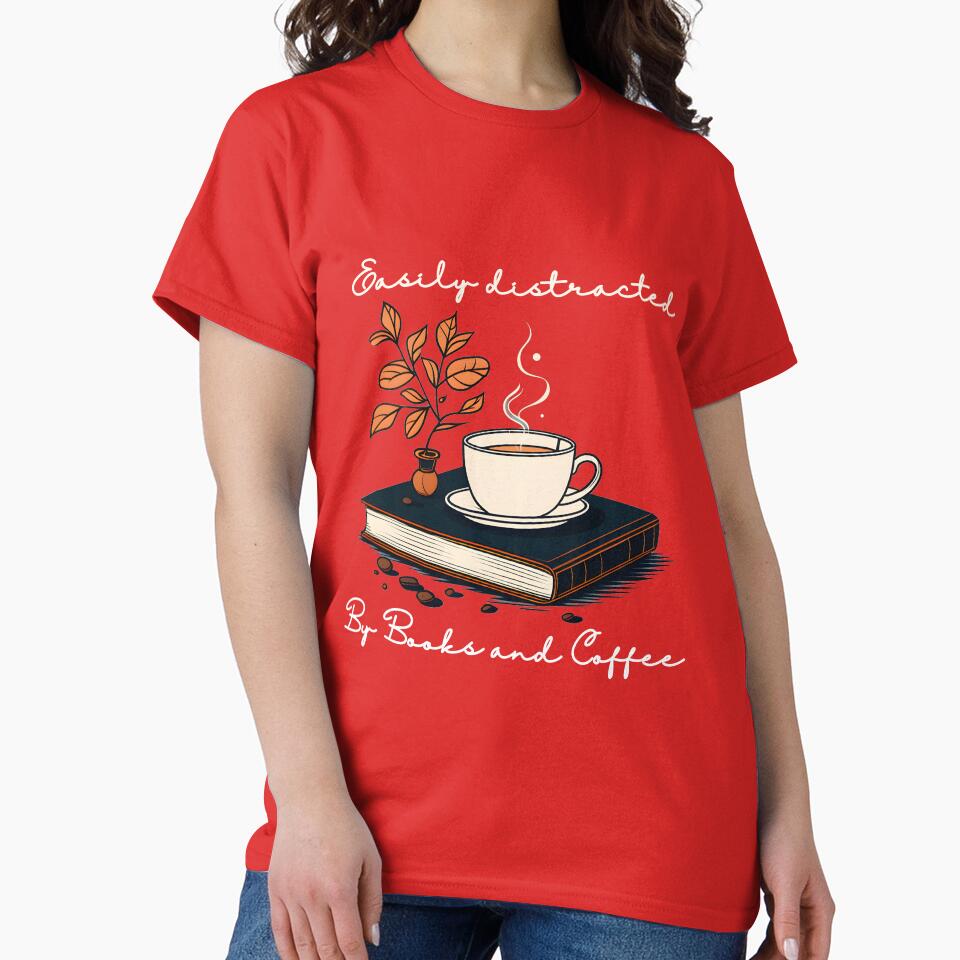 easily distracted by books and coffee by CaffeineDose T-Shirts, Hoodie, Sweatshirt | BlankRebels.com (Image 2)