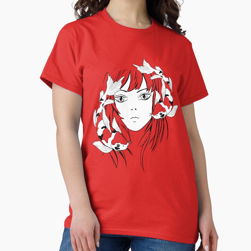 Anime girl with koi by Fran Fryberg T-Shirts, Hoodie, Sweatshirt | BlankRebels.com (Image 2)