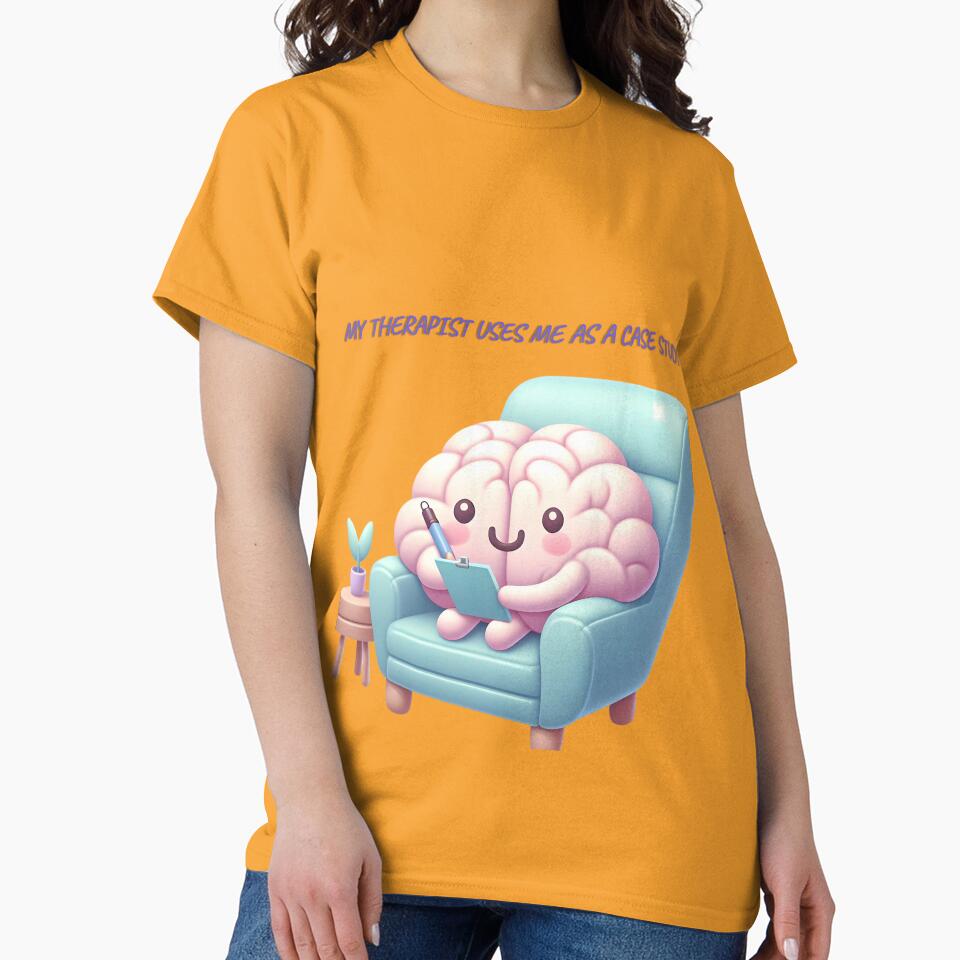 Mental Health Humor T-Shirt – My Therapist Uses Me as a Case Study – Dark Comedy Therapy Gift by ElwaliedElhag... (Image 2)