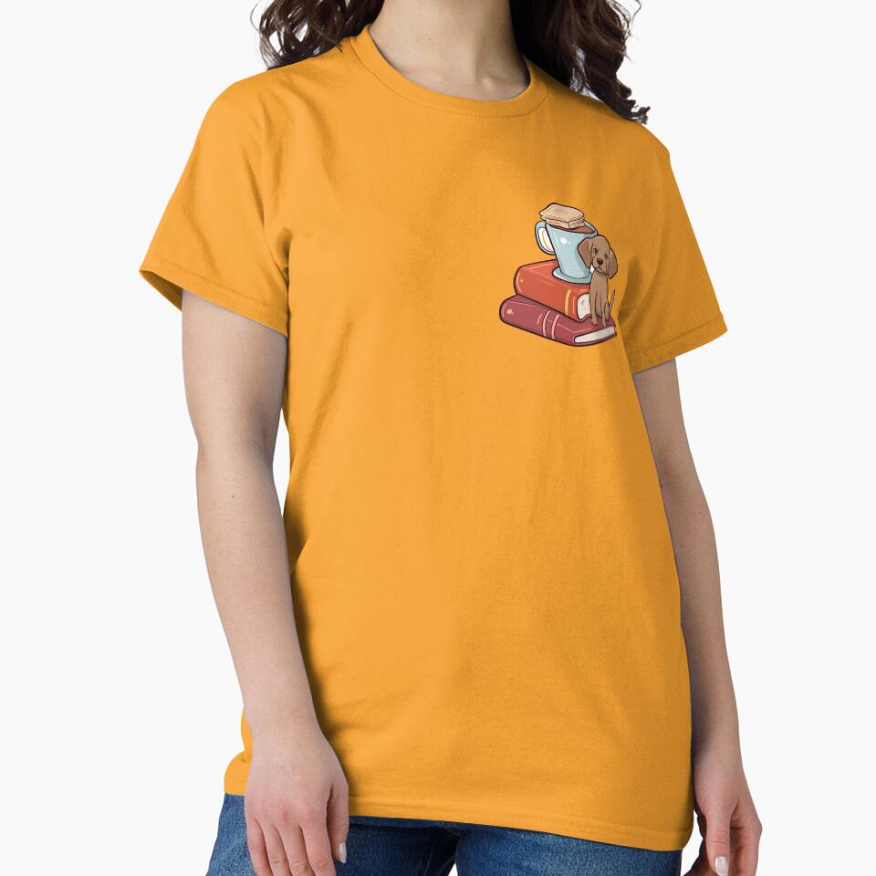 Books And Coffee And Dogs And Social Justice. Cute cartoon style by TheInspiredAI T-Shirts, Hoodie, Sweatshirt (Image 2)