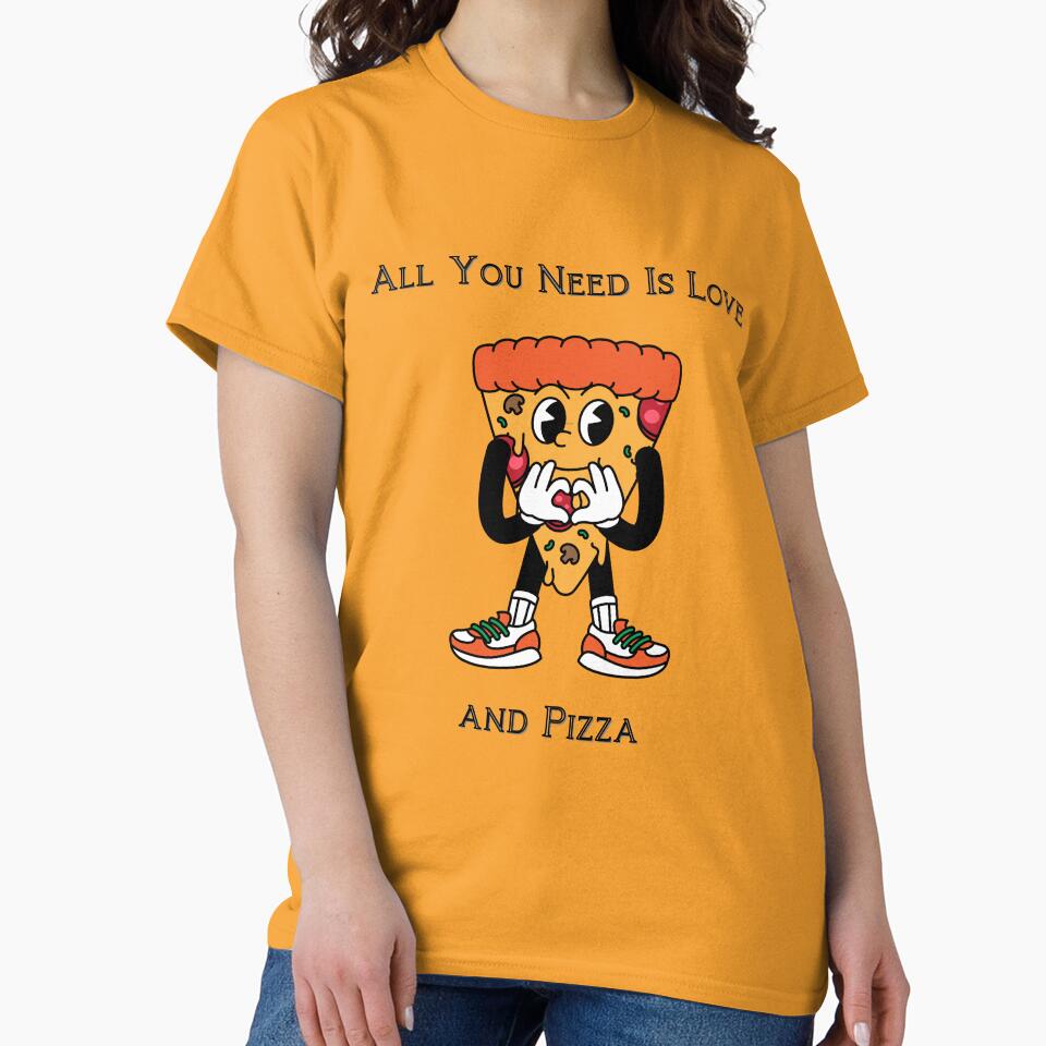 All You Need Is Love and Pizza, cartoon t-shirt classique, book by Shopnowquickly Hoodie, Sweatshirt (Image 2)