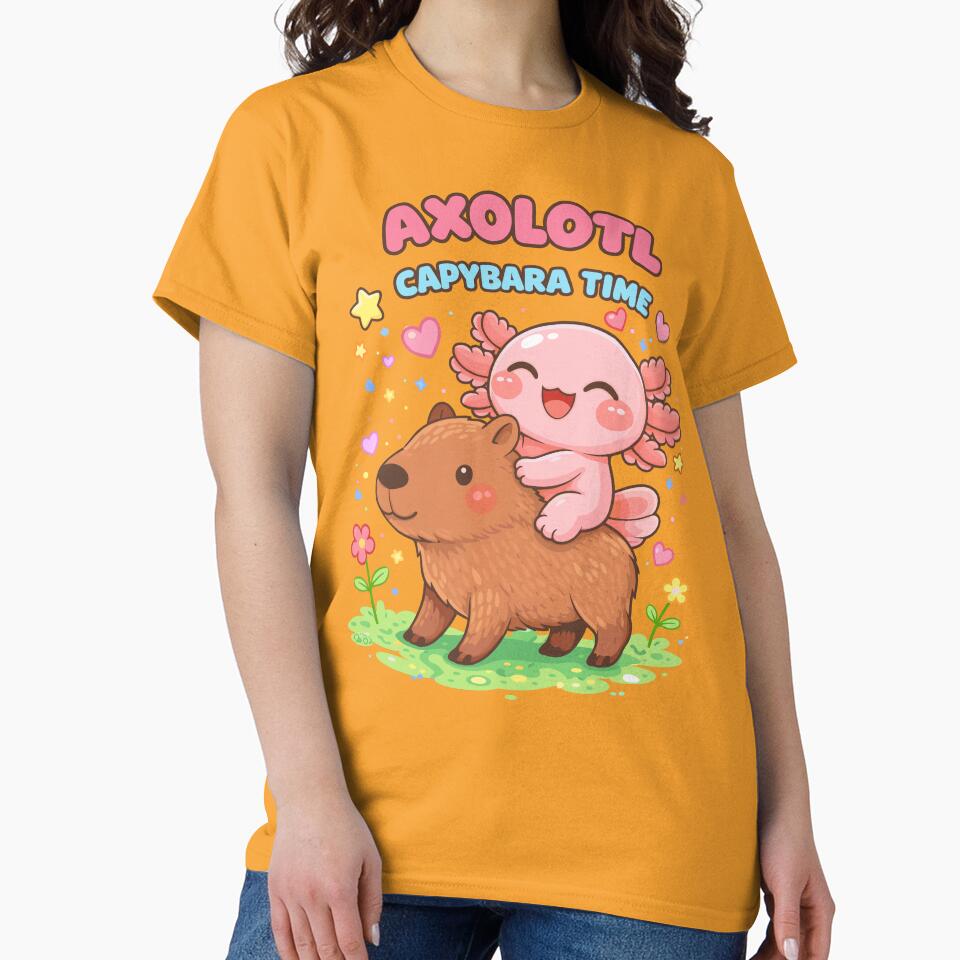 Cute Axolotl Riding a Capybara in Kawaii Funny Style by Sitchko T-Shirts, Hoodie, Sweatshirt | BlankRebels.com (Image 2)