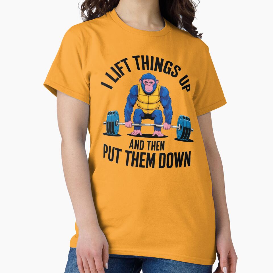 Weight lifting, Ape, gym rat, monkey, funnyfits70, Humor, Funny, retro, vintage, funny quotes, animal humor, by... (Image 2)
