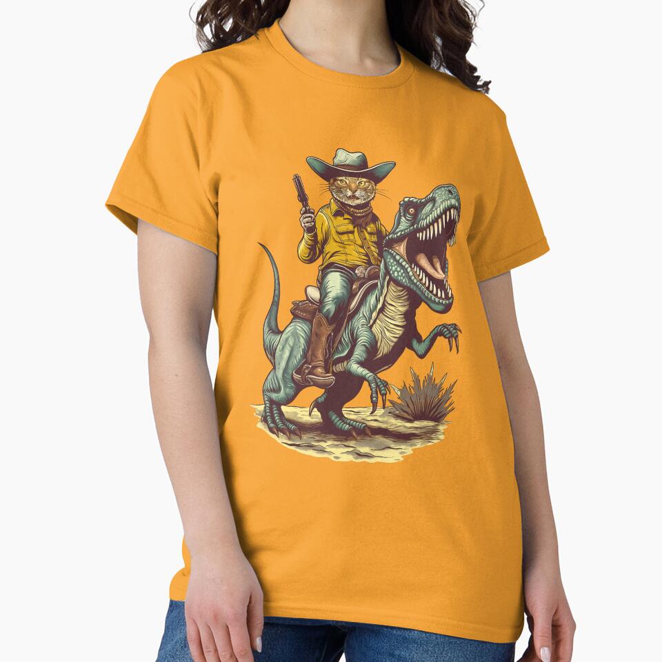 Cowboy Cat Riding Dinosaur by Wild-Co T-Shirts, Hoodie, Sweatshirt | BlankRebels.com (Image 2)
