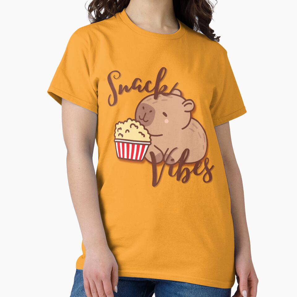 Snack Vibes Capybara Eating Popcorn Design by MintNinja17 T-Shirts, Hoodie, Sweatshirt | BlankRebels.com (Image 2)