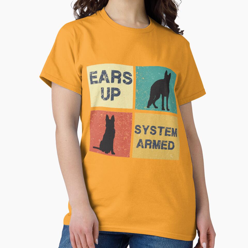 Funny  ears up system armed gift  shepherd dog vintage  t shirt by mohmmed22