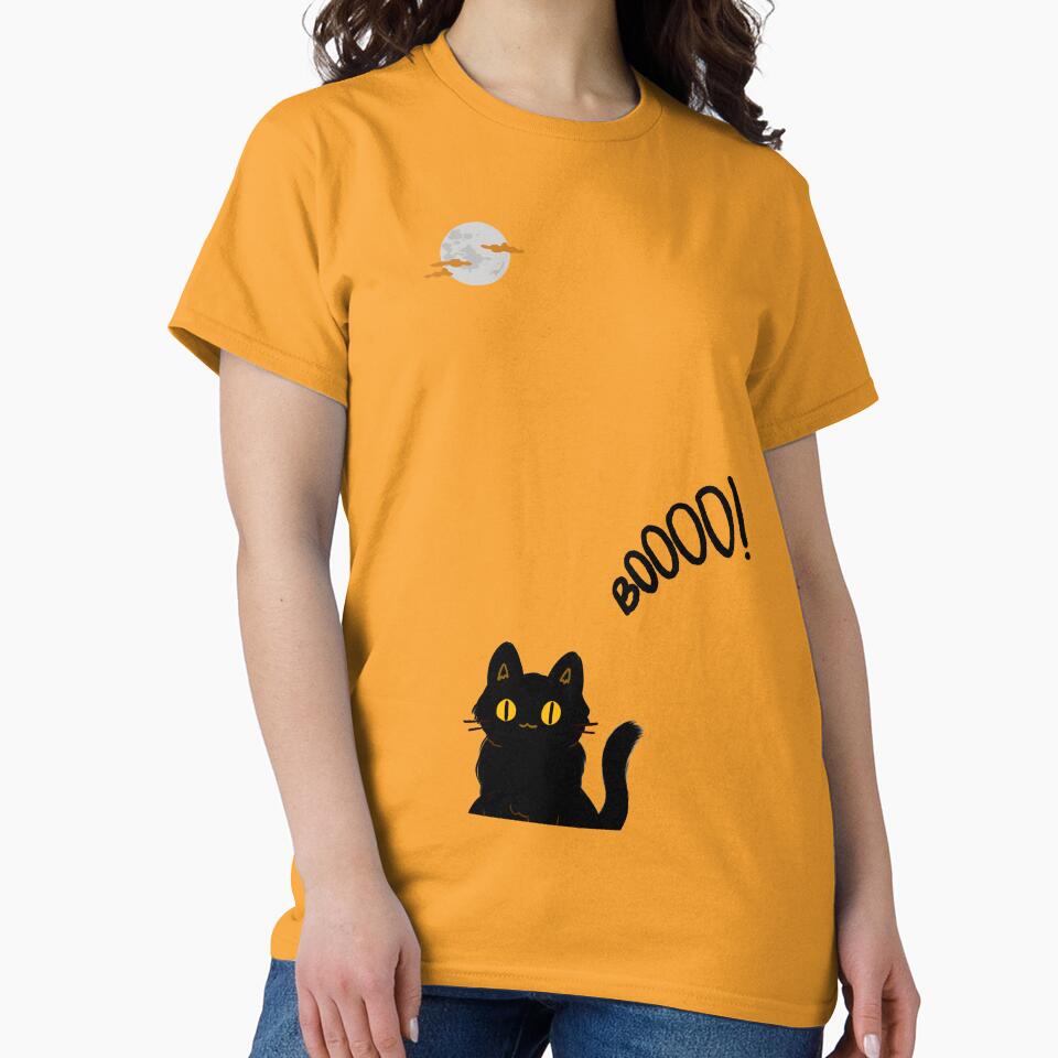 Black Cat - Boooo: Spooky Halloween Cat Design by cabana.space T-Shirts, Hoodie, Sweatshirt | BlankRebels.com (Image 2)