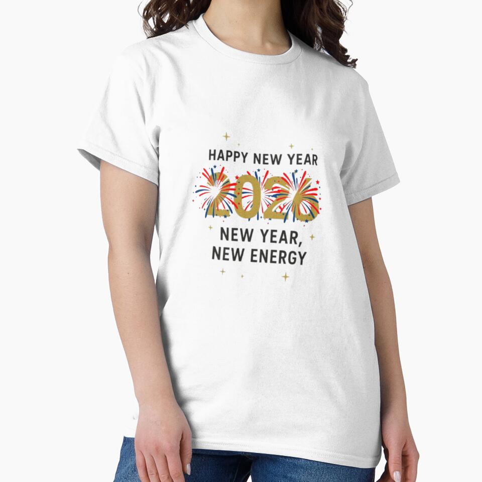 Golden Fireworks "Happy New Year 2026" – New Year, New Energy Celebration Design by GloboStyle Design T-Shirts,... (Image 2)