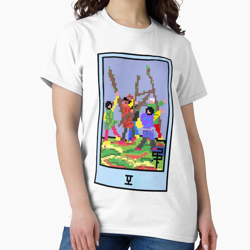 Wait, is this pixel art tarot? Yellow - Minor Arcana 'Five of Wands' (Design for T-shirt, stickers and other accessories) by Pixel Waite