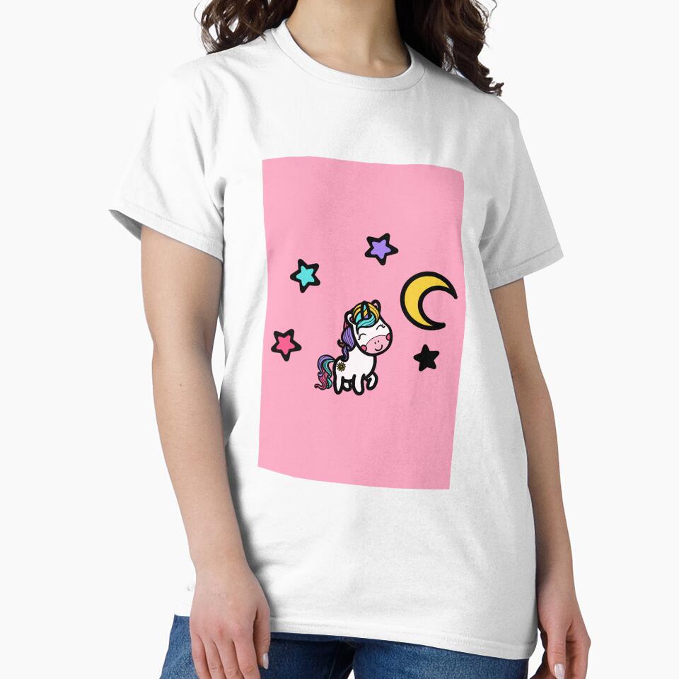 Magical Unicorn Dreams with moons and stars in pastel tones by Martapp T-Shirts, Hoodie, Sweatshirt (Image 2)