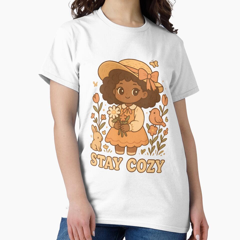 Stay Cozy – Cottagecore Kawaii Girl with Flowers & Animals by OsasChild T-Shirts, Hoodie, Sweatshirt (Image 2)