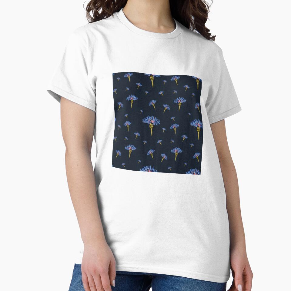 Flower blue violet pattern hand drawn watercolor blue by Yana Mustafina | Boho Soulful Designs T-Shirts,... (Image 2)