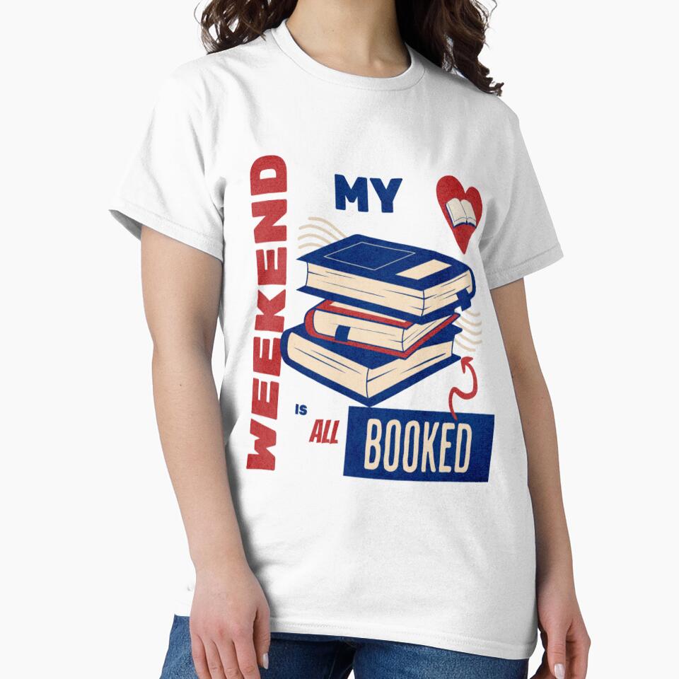 book | my weekend is all booked | pun and joke T-Shirt by InkByDavid Hoodie, Sweatshirt | BlankRebels.com (Image 2)
