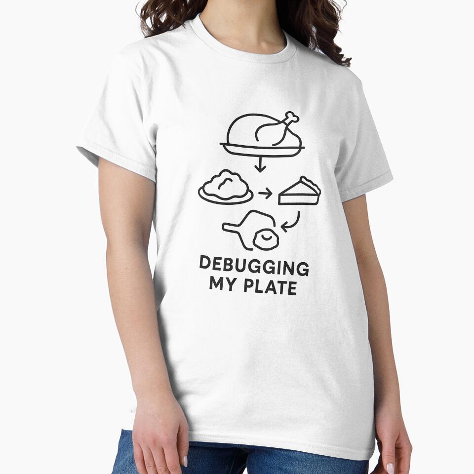 Debugging My Plate — Developer Thanksgiving Minimal Line Art by techy-rrr T-Shirts, Hoodie, Sweatshirt (Image 2)