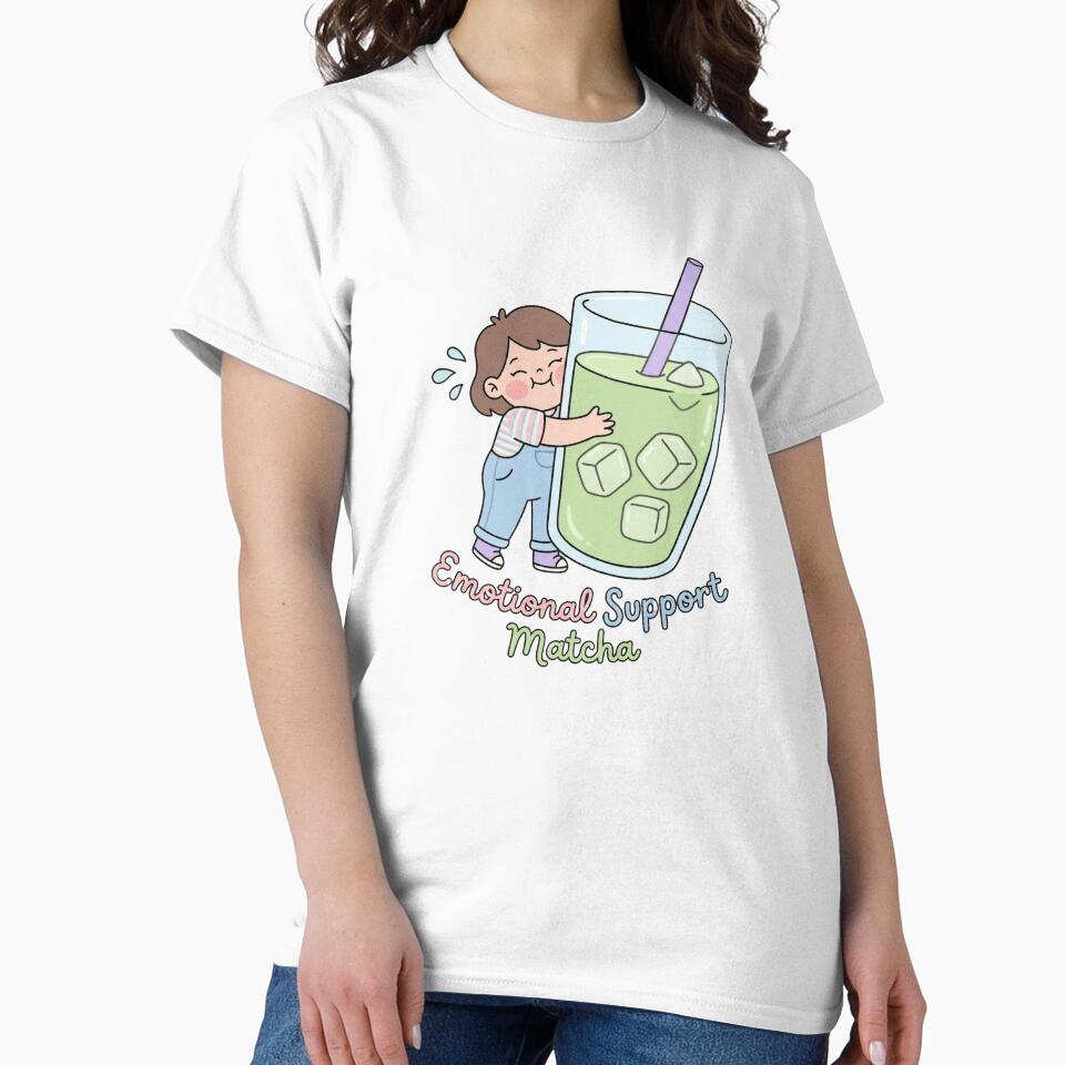 Emotional Support Matcha – Cute Cozy Matcha Lover Sticker, Comfort Drink Illustration by MuseAI T-Shirts,... (Image 2)