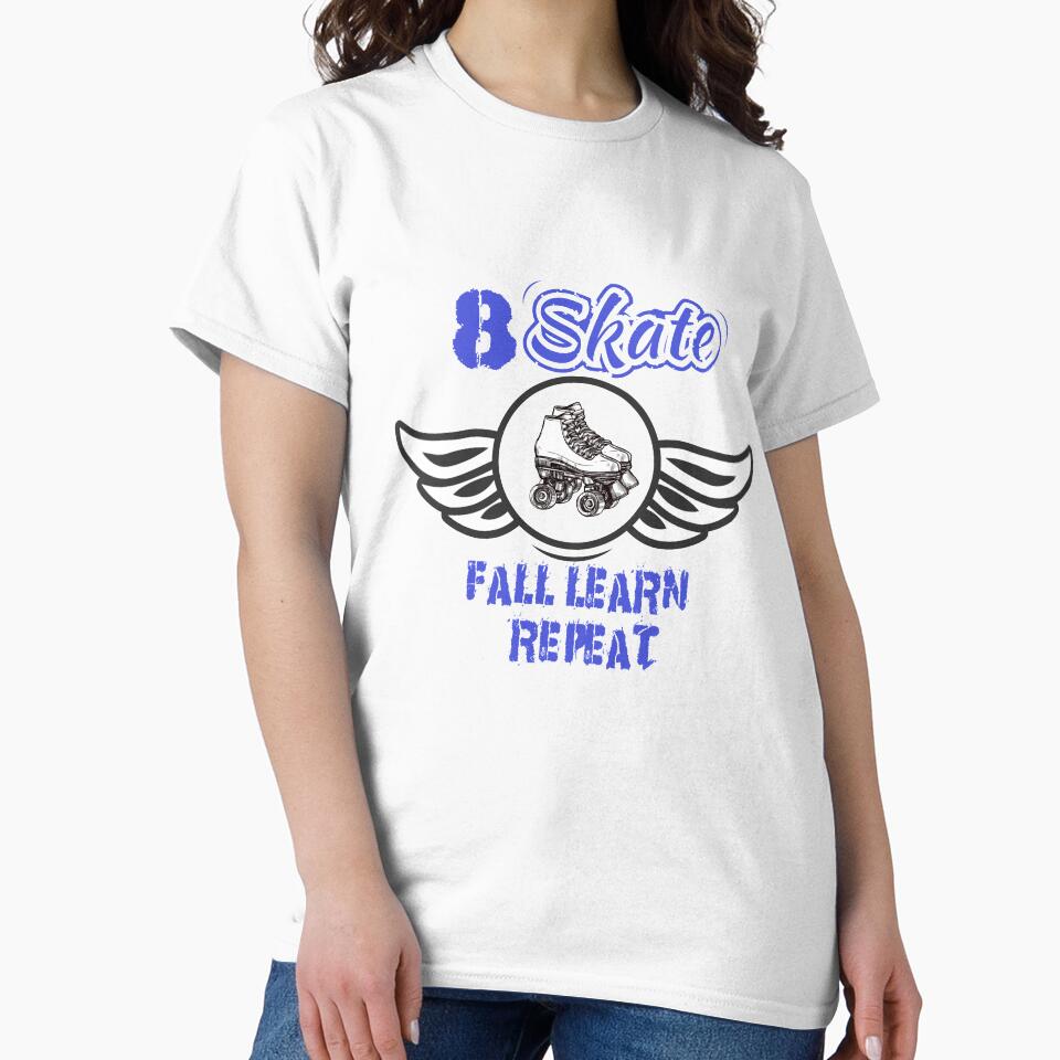 Fuuny skate 8 skate fall learn repeat ,gift idea for lovers skate sport by Mac Store T-Shirts, Hoodie, Sweatshirt (Image 2)