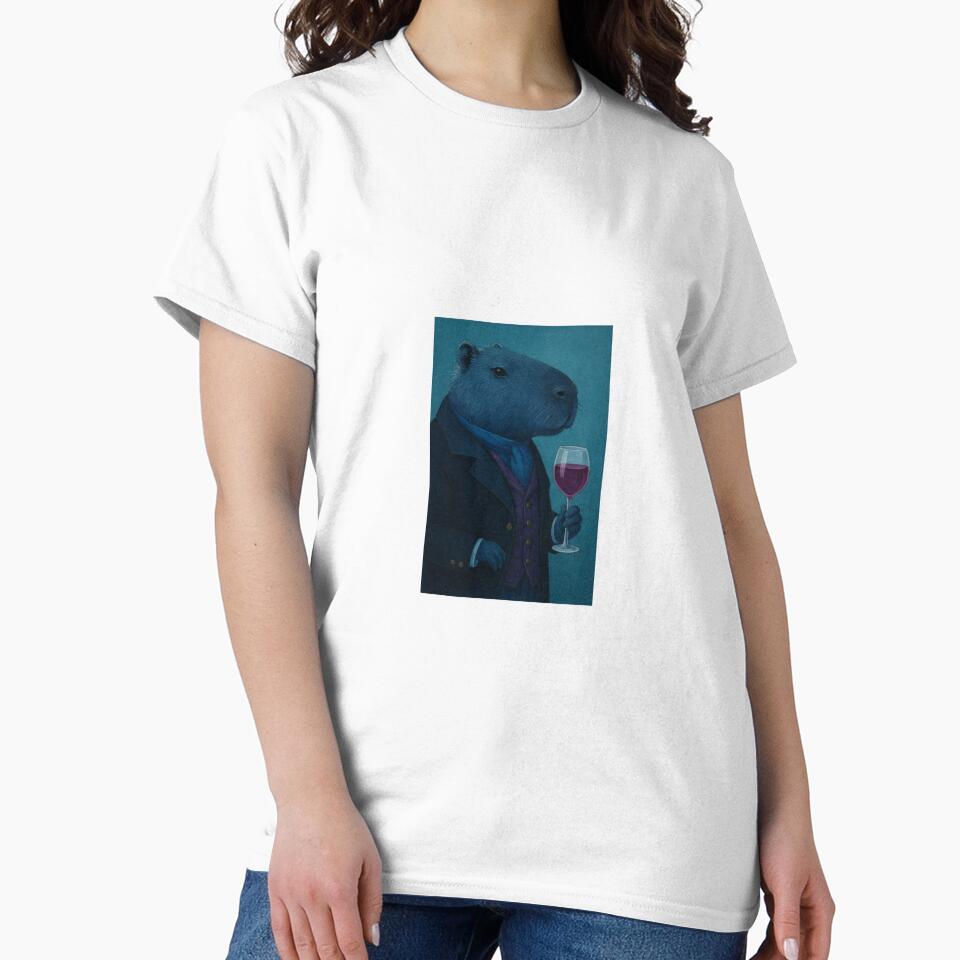 Distinguished Capybara Enjoys Vino – Sophisticated Rodent Art T-Shirts, Hoodie, Sweatshirt
