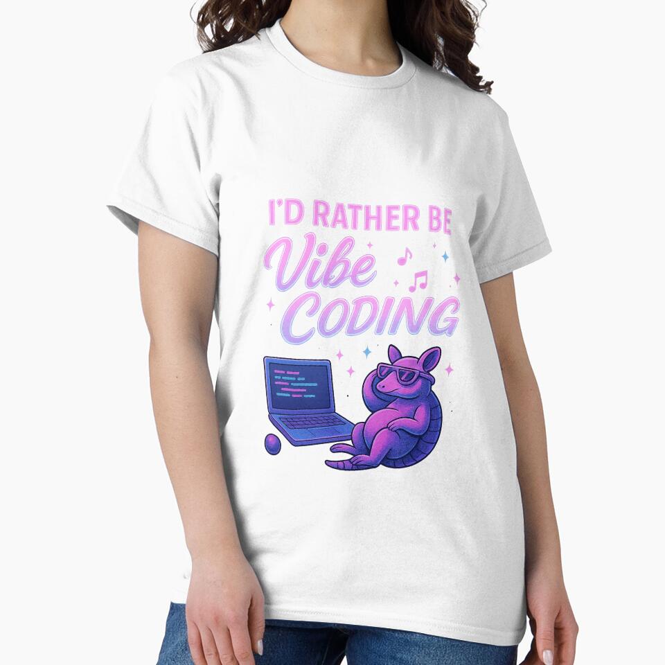 I'd Rather Be Vibe Coding – Neon Armadillo Retro Tech Design by AlamoArtifactory T-Shirts, Hoodie, Sweatshirt (Image 2)
